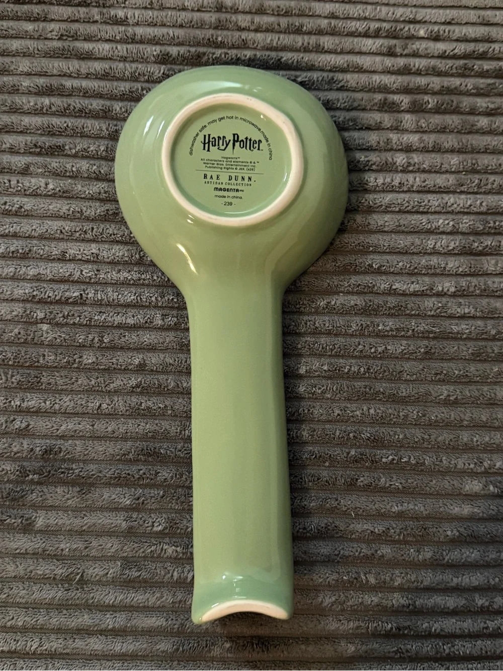 Rae Dunn x Harry Potter Pale Sage Green 'Hogwarts' Ceramic Spoon Rest NWT